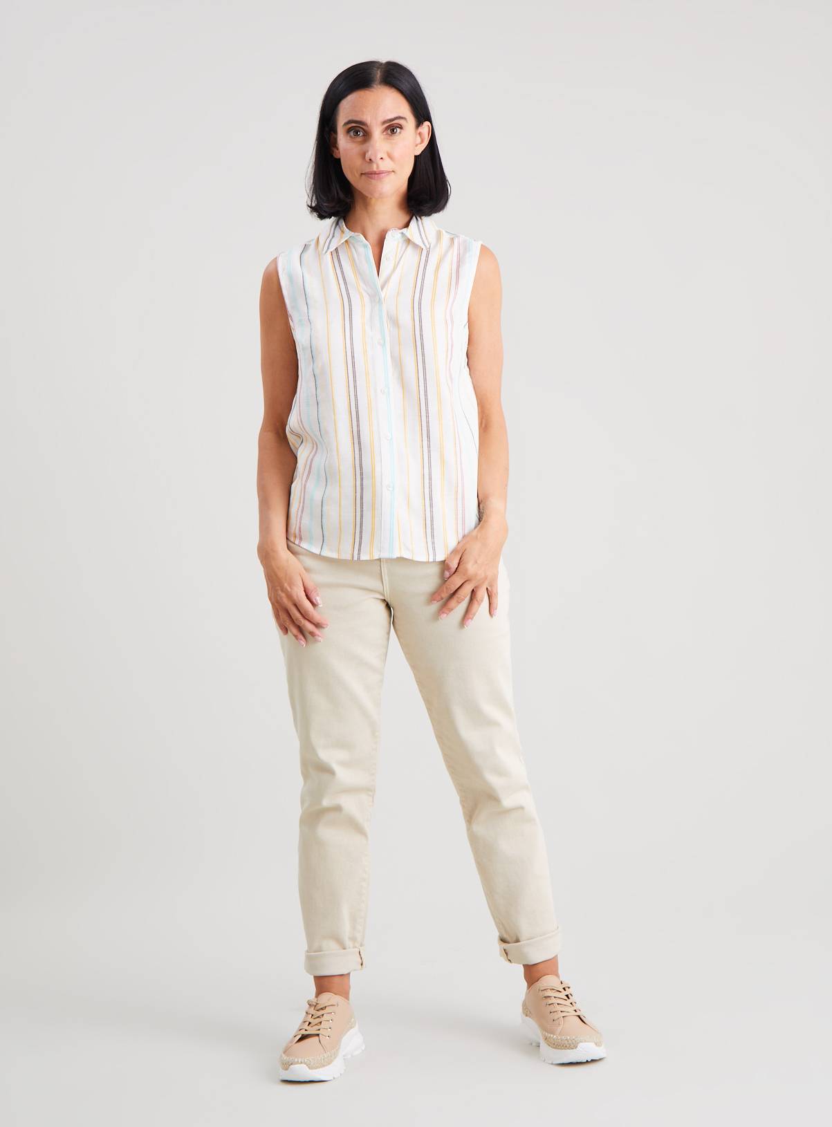 White Stripe Sleeveless Shirt 26 - Image 2